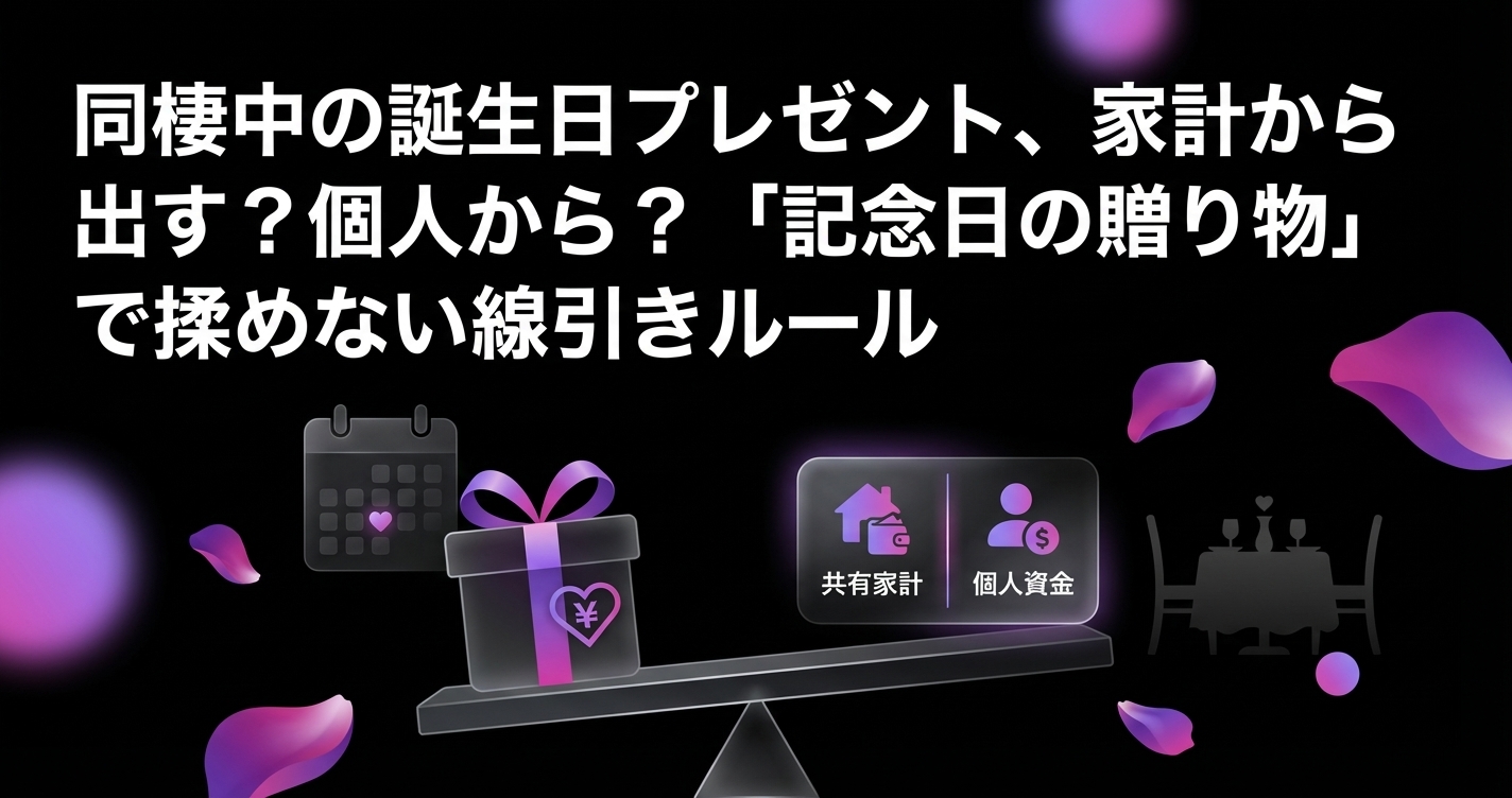 同棲中の誕生日プレゼント、家計から出す?個人から?「記念日の贈り物」で揉めない線引きルールのアイキャッチ画像 - 同棲・カップルに関する記事