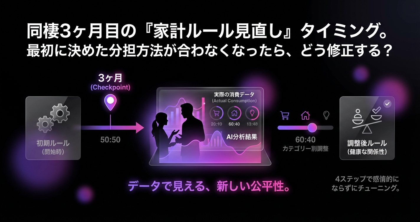 同棲3ヶ月目の『家計ルール見直し』タイミング。最初に決めた分担方法が合わなくなったら、どう修正する?のアイキャッチ画像 - 同棲・カップルに関する記事