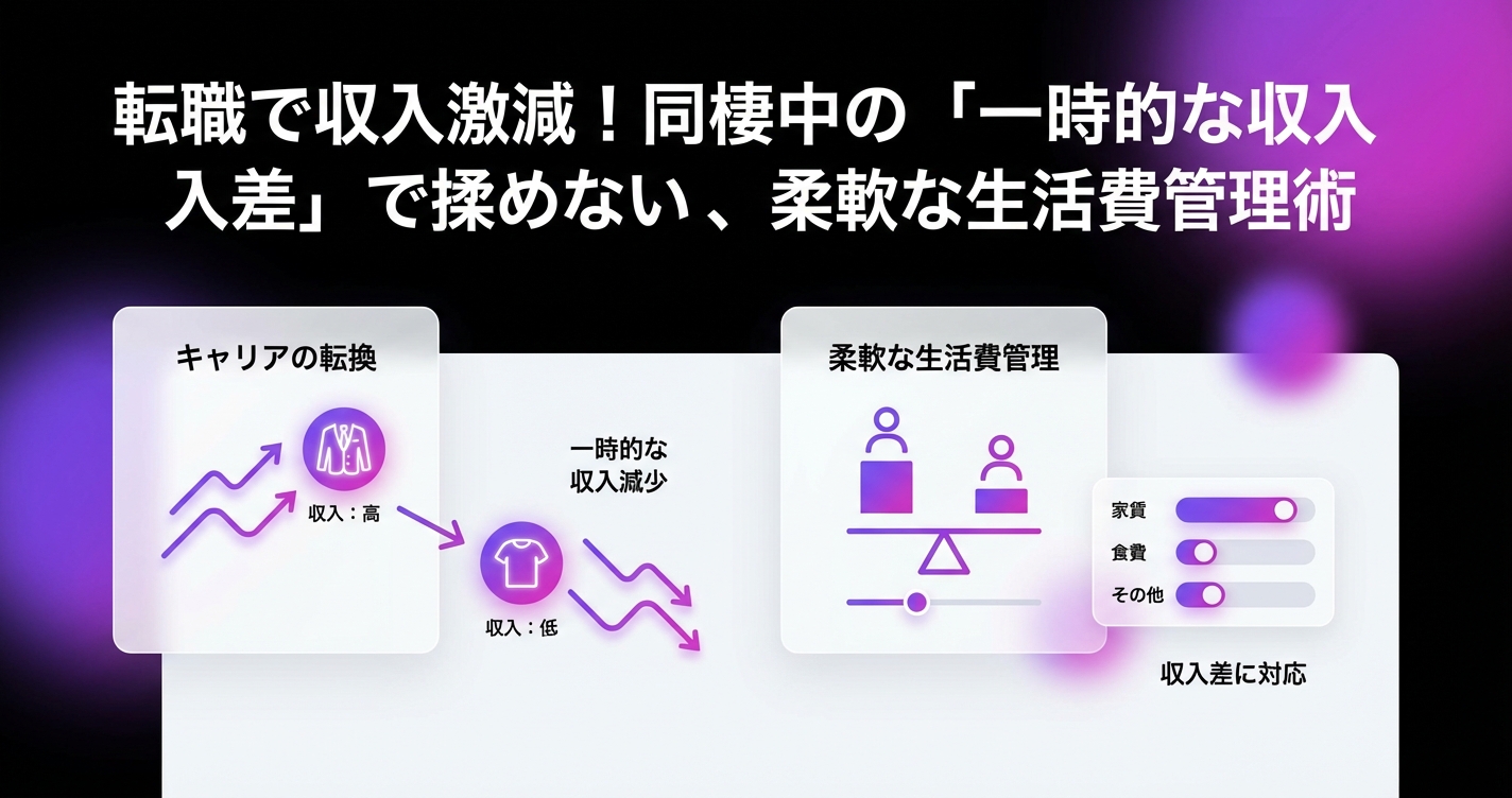 転職で収入激減!同棲中の「一時的な収入差」で揉めない、柔軟な生活費管理術のアイキャッチ画像 - 家計管理・レシートに関する記事