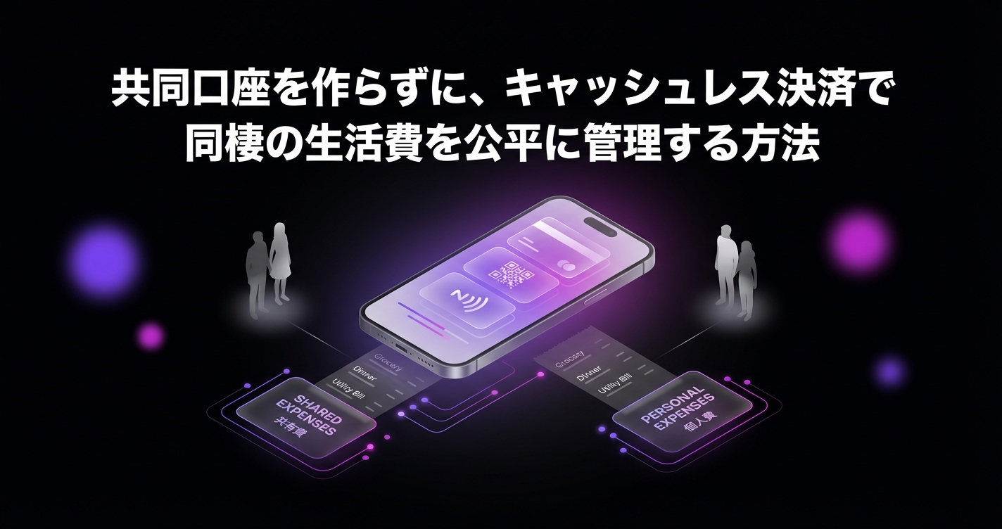 共同口座を作らずに、キャッシュレス決済で同棲の生活費を公平に管理する方法のアイキャッチ画像 - 家計管理・レシートに関する記事