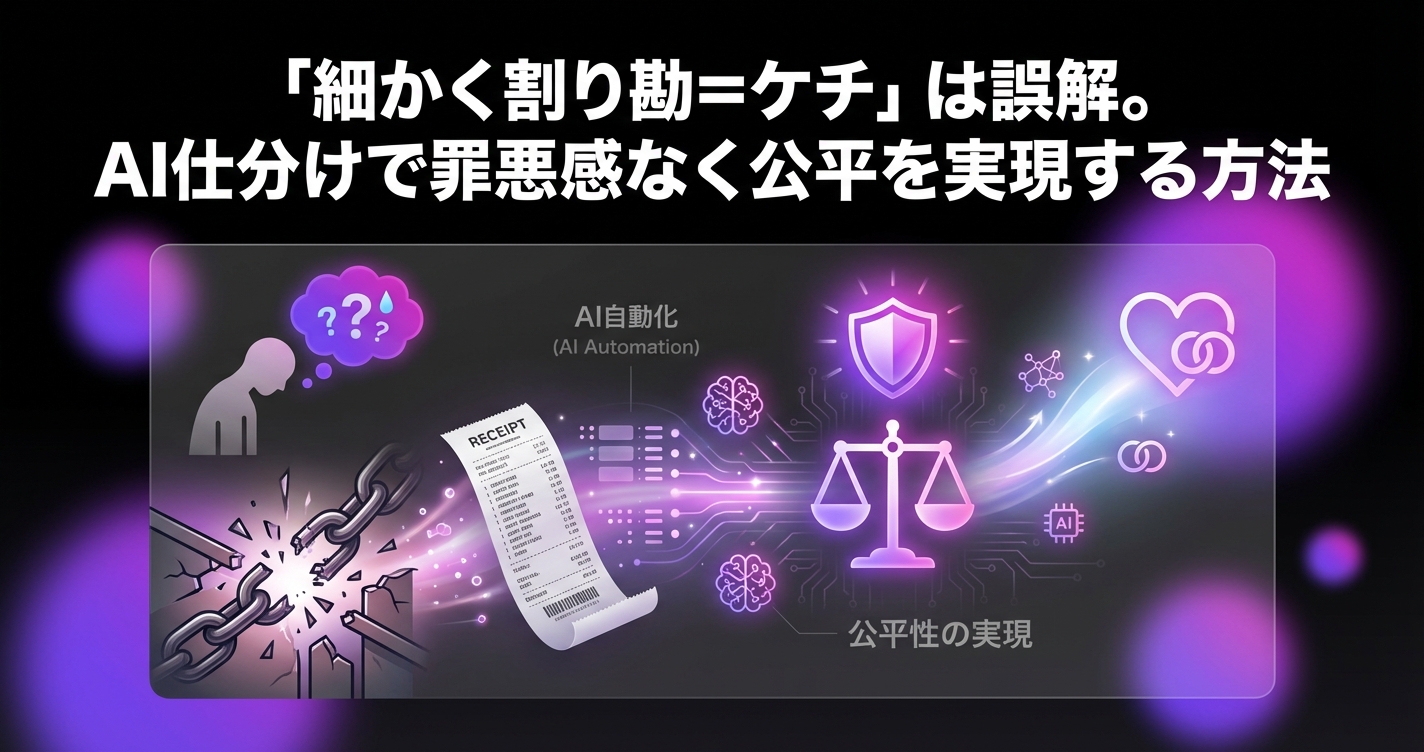 「細かく割り勘=ケチ」は誤解。AI仕分けで罪悪感なく公平を実現する方法のアイキャッチ画像 - 同棲・カップルに関する記事