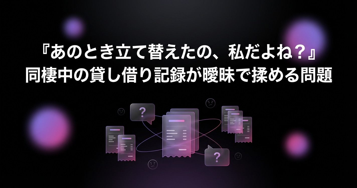 『あのとき立て替えたの、私だよね?』同棲中の貸し借り記録が曖昧で揉める問題のアイキャッチ画像 - 家計管理・レシートに関する記事