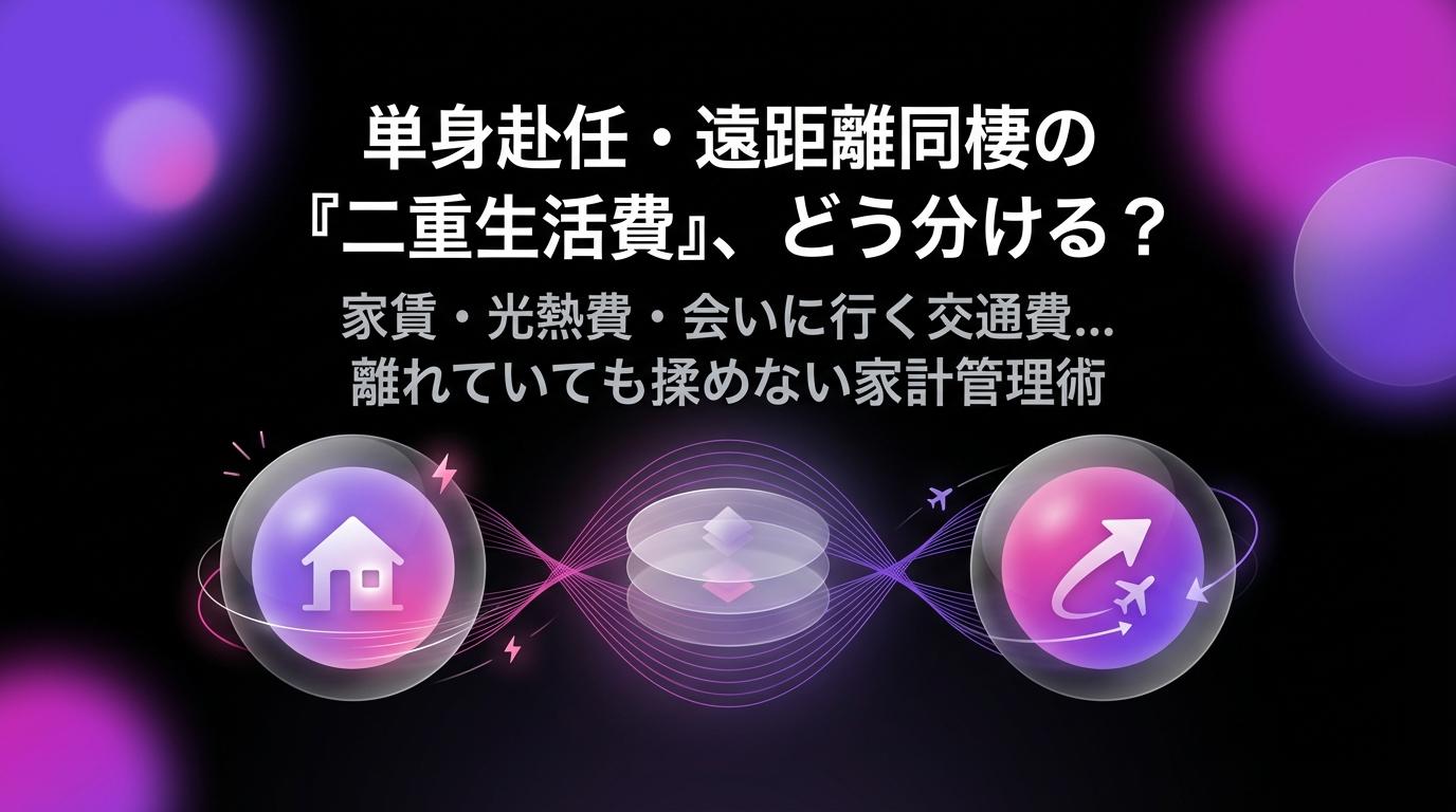 単身赴任・遠距離同棲の『二重生活費』、どう分ける?家賃・光熱費・会いに行く交通費...離れていても揉めない家計管理術のアイキャッチ画像 - 同棲・カップルに関する記事