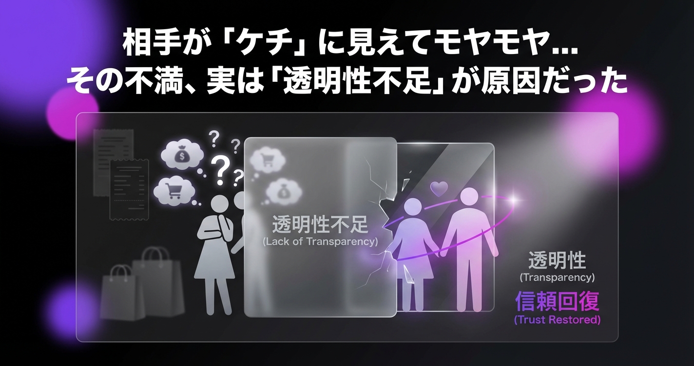 相手が「ケチ」に見えてモヤモヤ...その不満、実は「透明性不足」が原因だったのアイキャッチ画像 - 同棲・カップルに関する記事