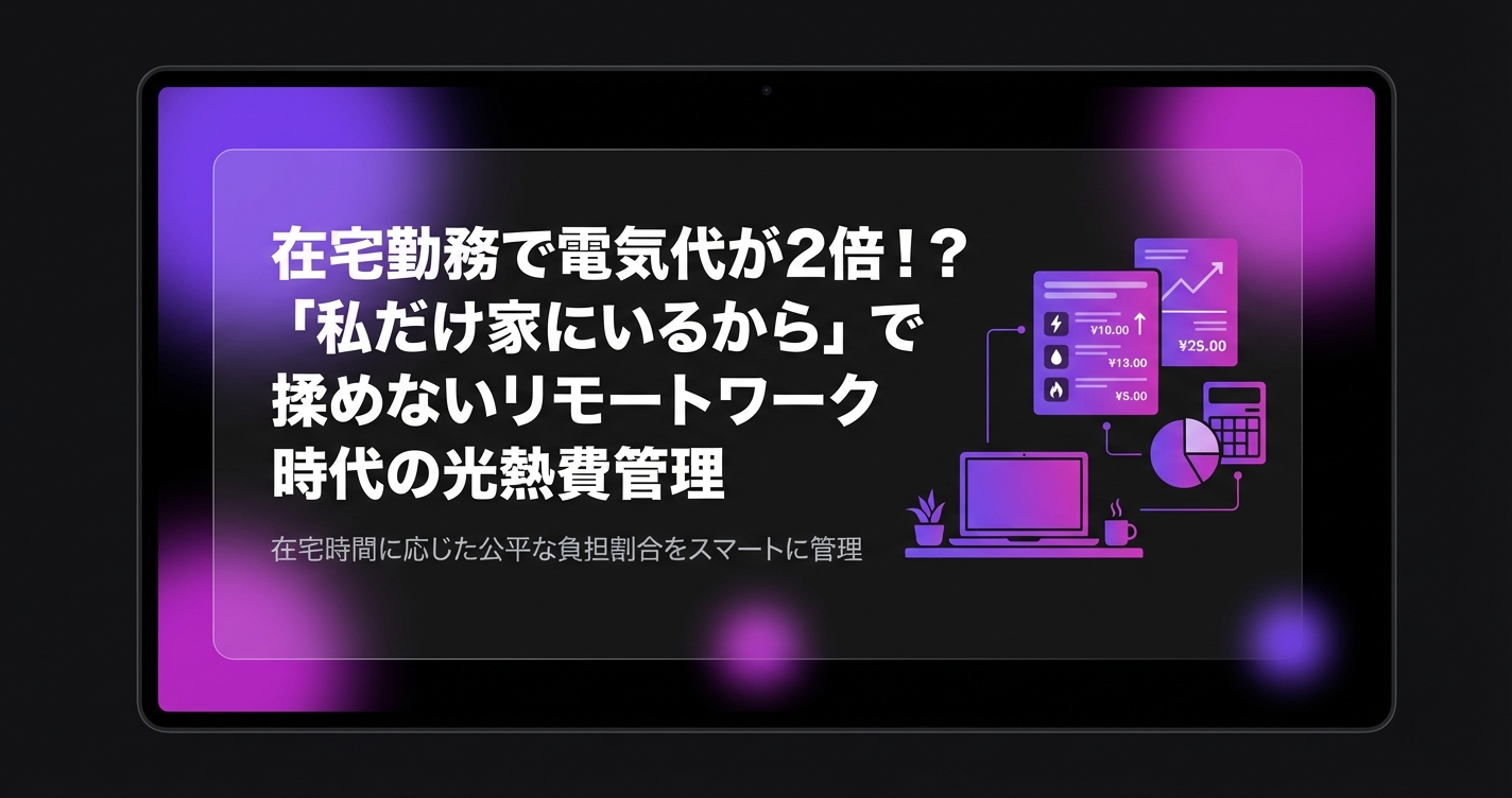 在宅勤務で電気代が2倍!?「私だけ家にいるから」で揉めないリモートワーク時代の光熱費管理のアイキャッチ画像 - 家計管理・レシートに関する記事