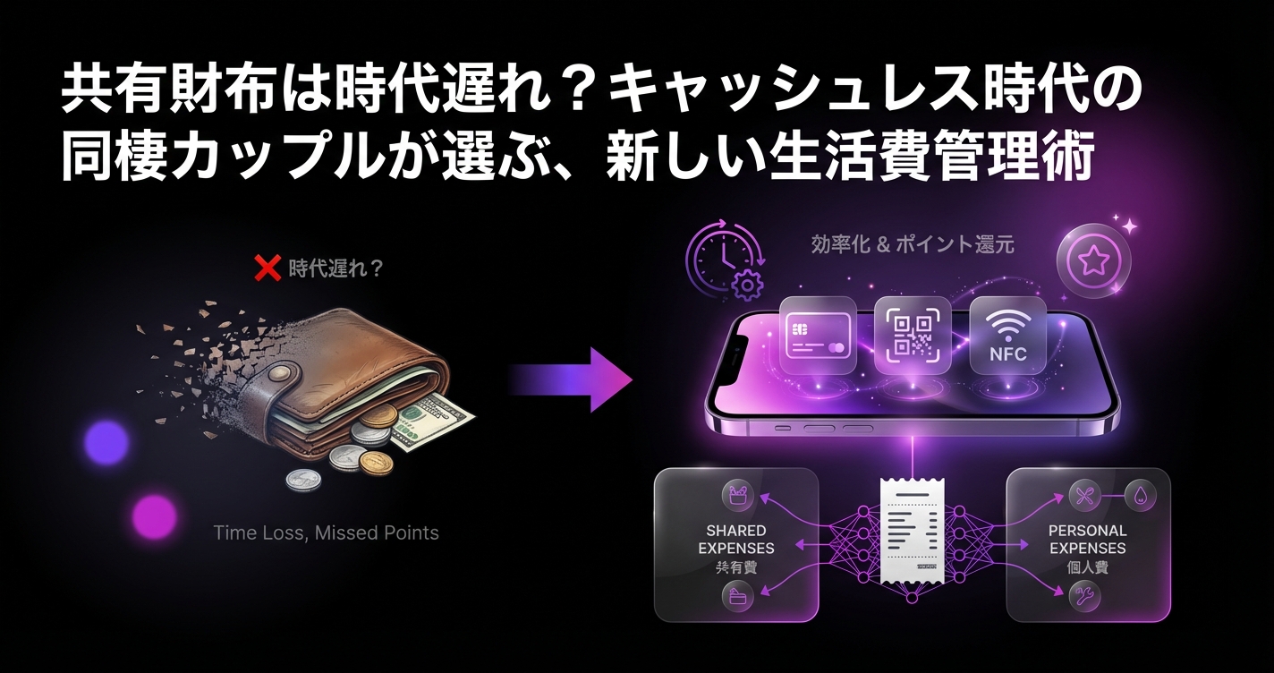 共有財布は時代遅れ?キャッシュレス時代の同棲カップルが選ぶ、新しい生活費管理術のアイキャッチ画像 - 家計管理・レシートに関する記事