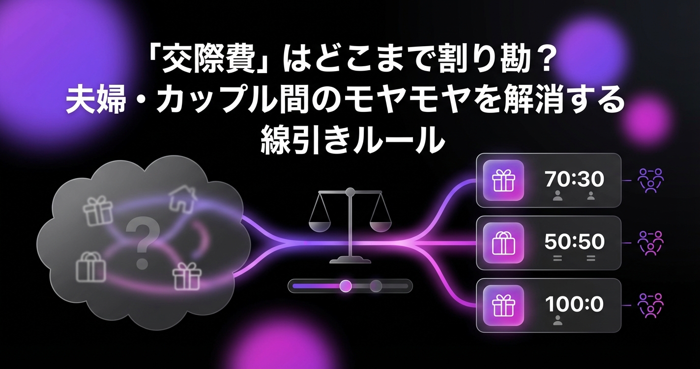 帰省のお土産、友人の結婚祝い...「交際費」はどこまで割り勘?夫婦・カップル間のモヤモヤを解消する線引きルールのアイキャッチ画像 - 家計管理・レシートに関する記事