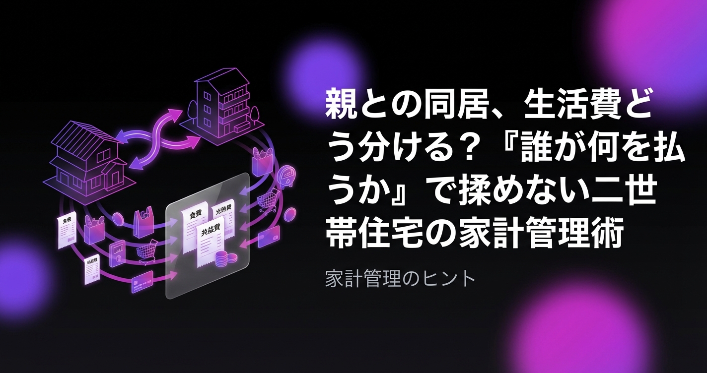 親との同居、生活費どう分ける?『誰が何を払うか』で揉めない二世帯住宅の家計管理術のアイキャッチ画像 - 同棲・カップルに関する記事